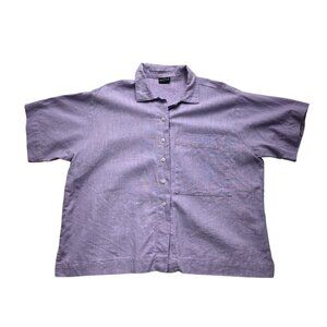 Nettle Studios 100% Linen Boxy Collared Button Up Top One Size Lavender Purple